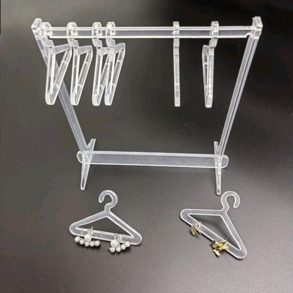 Acrylic Jewelry Organizer Stand With Little Hangers 2 Clear 1 Brown - Picture 6 of 7